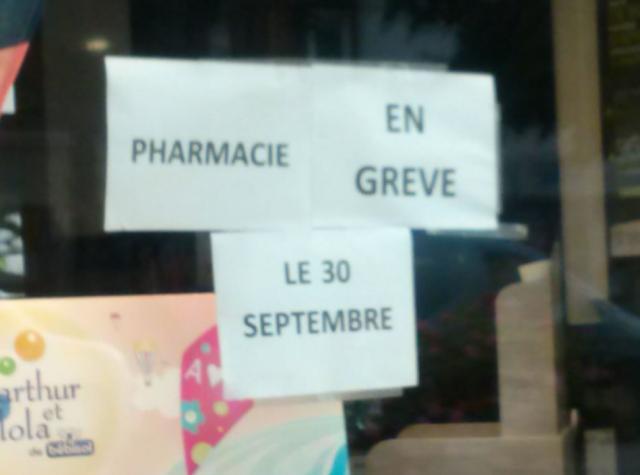 Grève du 30 septembre : cartographie des pharmacies inactives département par département