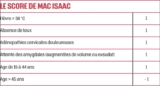 © ARMPL3203_C2_CO-Lesangines.qcd-Art1_21_Tablo_T2 - Réalisé chez l’adulte par le médecin (aucune valeur chez l’enfant), il aide à la décision d’effectuer ou pas un test rapide d'orientation diagnostique (TROD) de l'angine. Interprétation. Score < 2 (probabilité d’infection à SGA = 5 % maximum) : pas de TROD. Score ≥ 2 : faire un TROD oropharyngé.