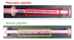 Dépakine et Valproate de sodium Zentiva, 200 mg/ml : erreur de pipette