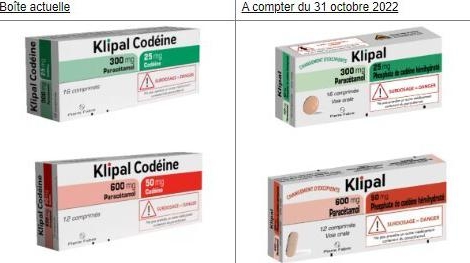 Klipal codéine : changement de dénomination
