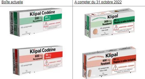 Klipal codéine : changement de dénomination