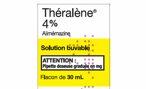Théralène 4 % solution buvable : moins de milligrammes sur la seringue graduée