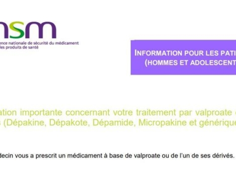 Valproate chez les hommes : un document à remettre aux patients