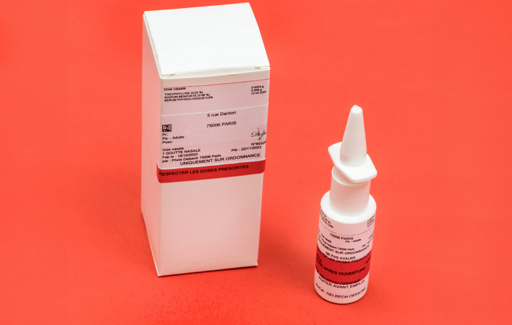 Préparation de gouttes nasales de théophylline à l’officine