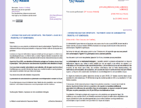 Carbamazépine : un courrier pour renforcer la prévention